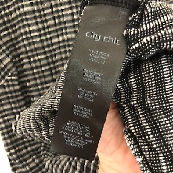 CITY CHIC Plus Size VANITY XS Little Miss Dress Black Checkered Plaid Mini Shift - Picture 8 of 12